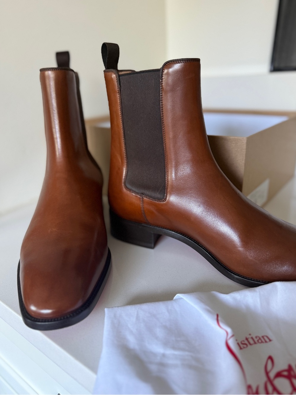 Men’s Christian Louboutin Samson Brown Leather Chelsea Boots sz45 $,1490